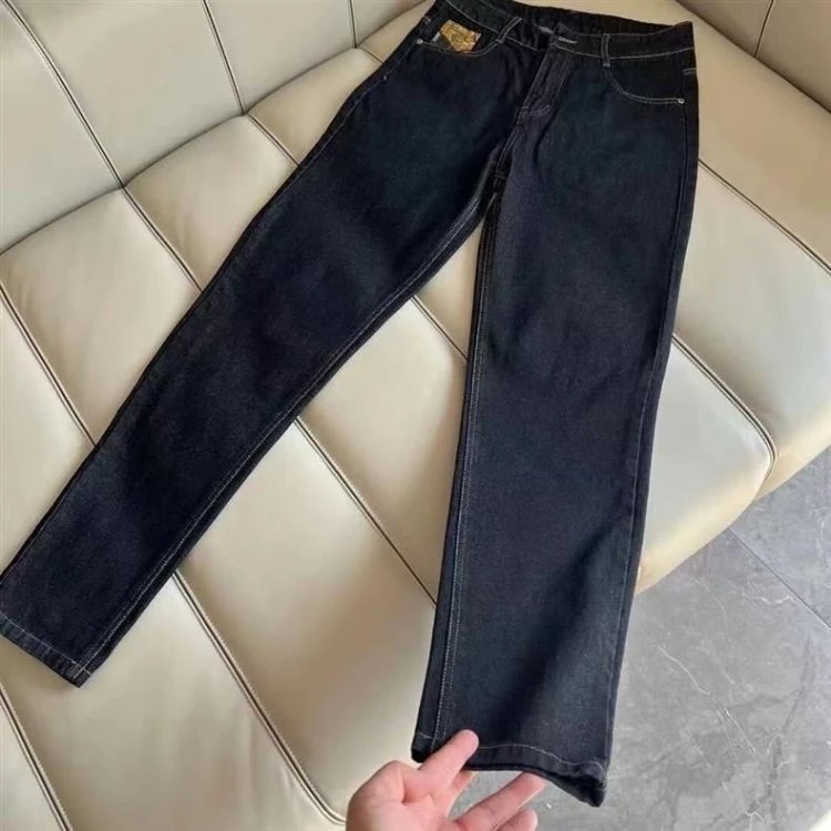 Evisu x Custom Embroidered Denim Jeans Navy with Gold Snake Motif - 5