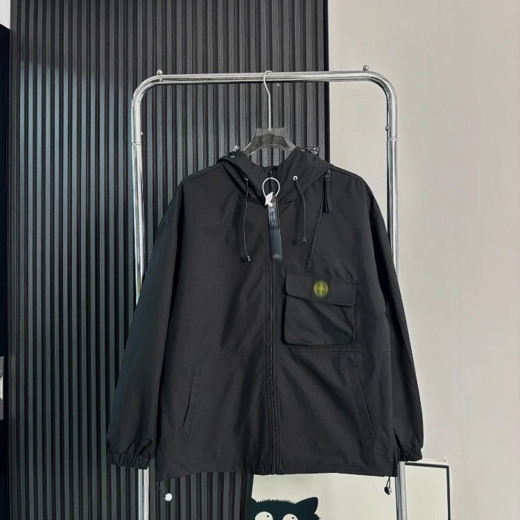 Unbranded Jackets Hooded zip utility jacket with chest flap pocket — SKU-02-16 black