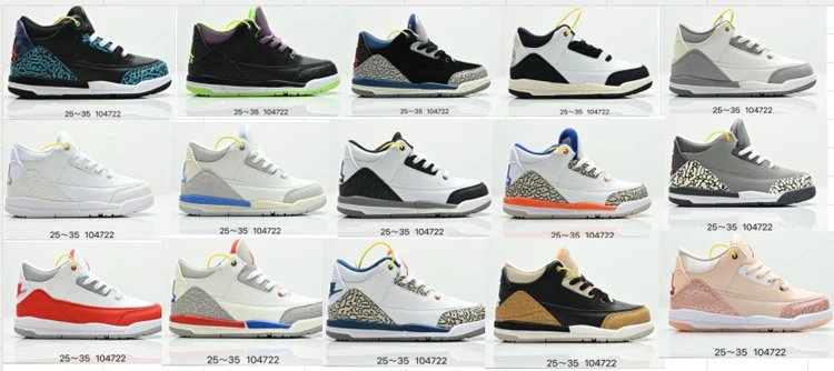 Air Jordan 3 Retro Kids Sneakers Collection - 007184