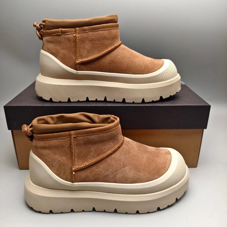 UGG Boots Suede ankle snow with platform lug soles — 4196 white background