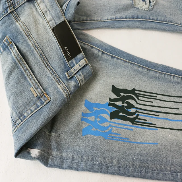 Amiri Jeans Paint-Splatter Distressed Slim-Fit product detail image 4
