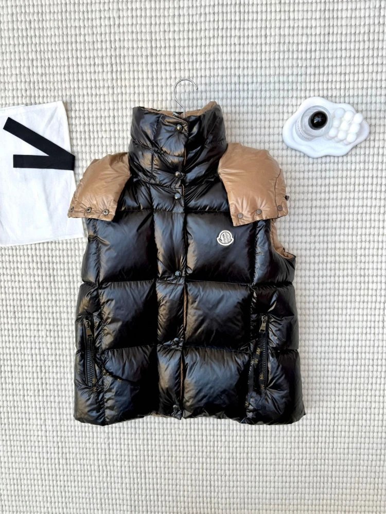 Moncler Vests Hooded quilted puffer vest with contrast shoulder panels variant SOURCE-sku:131619475393