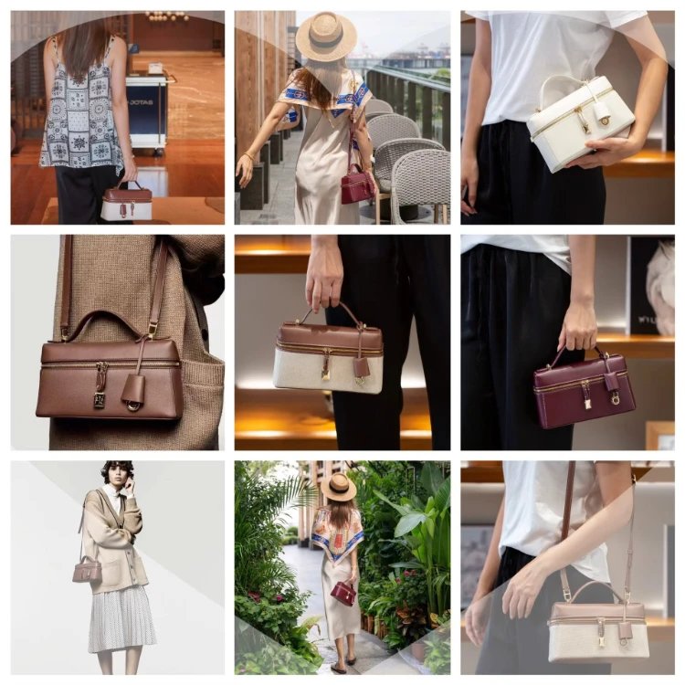 Design Mini Top-Handle Satchel in Taupe Leather Handbags - 2