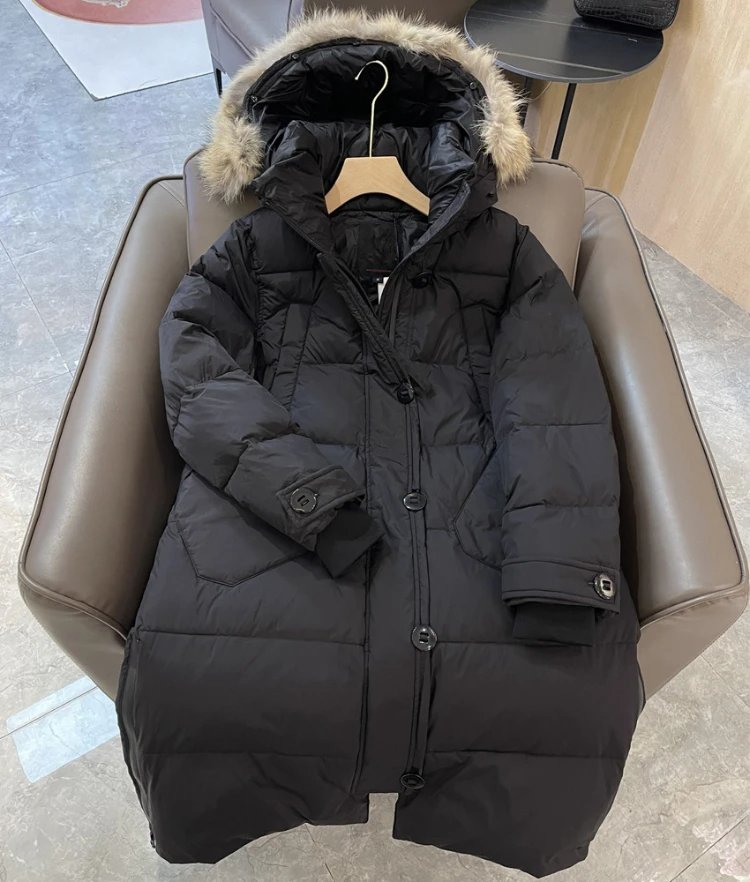 Unbranded Down Jackets Long hooded puffer with faux-fur trim image 3