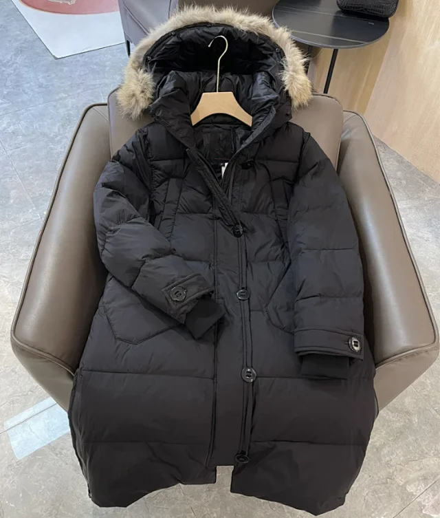 Unbranded Down Jackets Long hooded puffer with faux-fur trim product detail image 3
