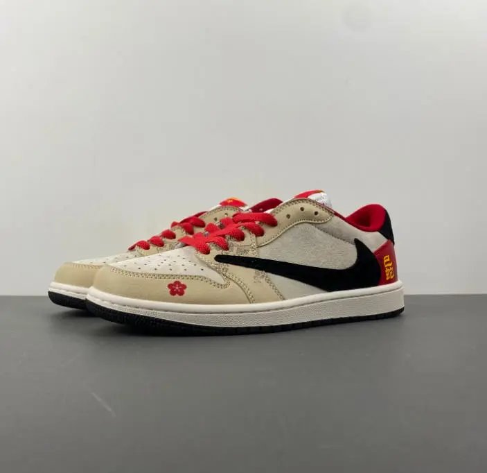 Nike Sneakers Low-Top Reverse-Swoosh — rice white red brown black
