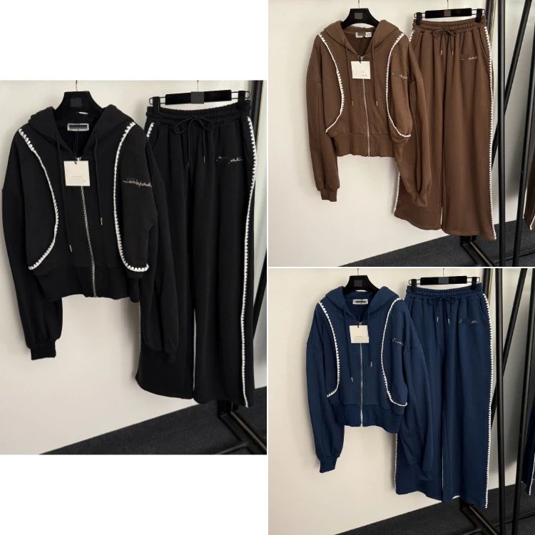 Unknown Brand Embroidered Trim Hoodie & Jogger Set - 004442