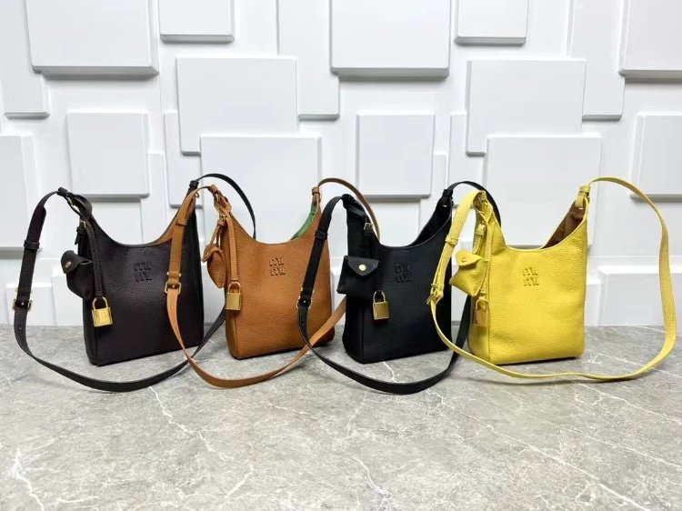 Miu Miu Vitello Phoenix Leather Crossbody Hobo Bag