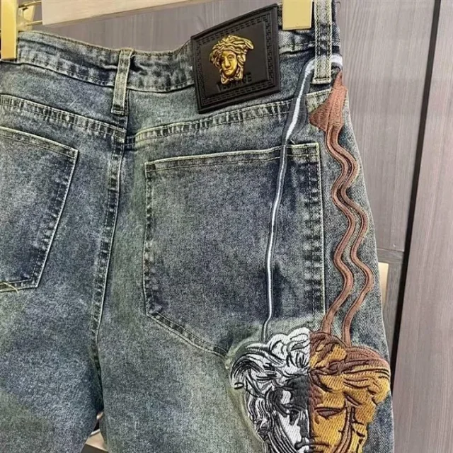Unbranded Jeans Straight-leg with embroidered face motif product detail image 2