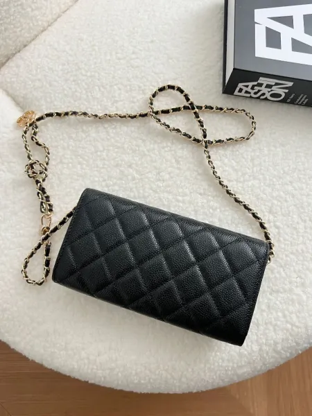 Chanel Wallet on Chain Gray Quilted Caviar Leather - 3