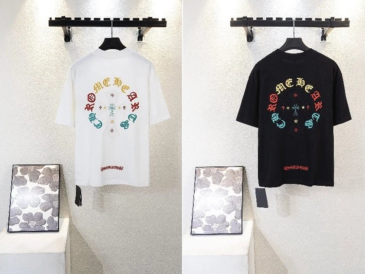 Chrome Hearts Multi Color Circle Letter Cross Back Print T-shirt