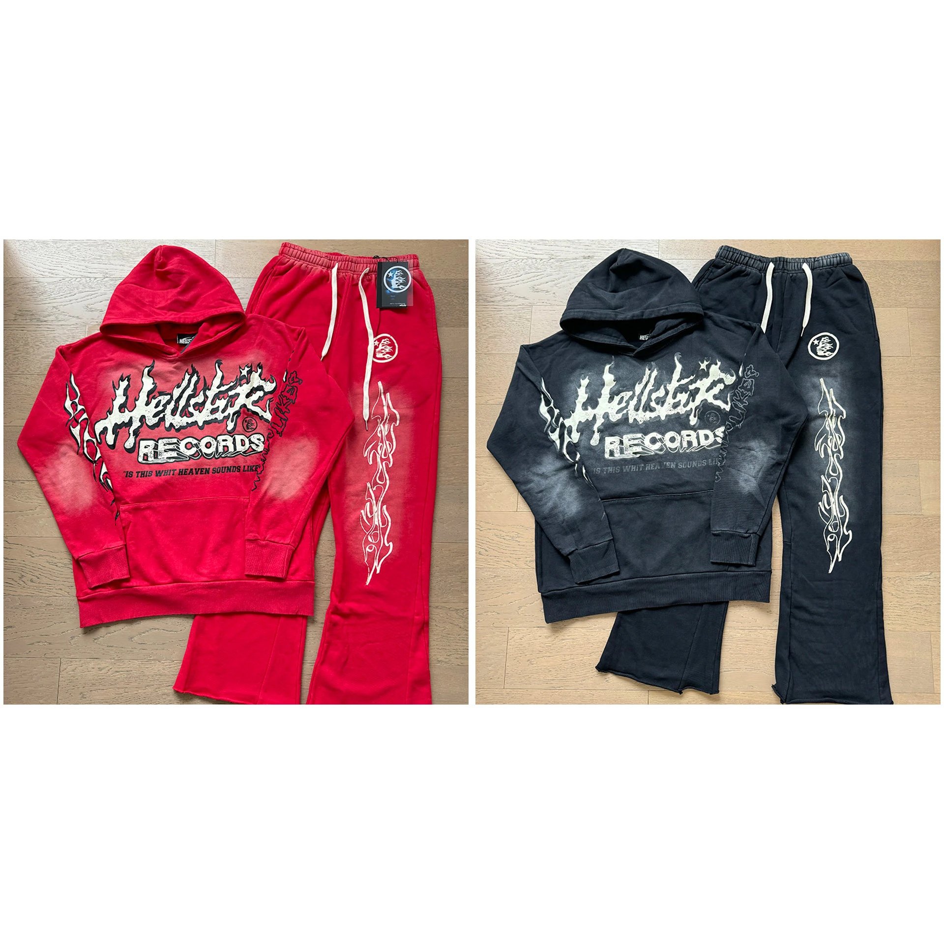 Hellstar Records Flame Graphic Hoodie and Sweatpants Set