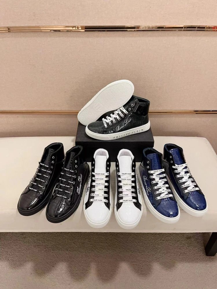 Philipp Plein Crocodile Texture High-Top Sneakers