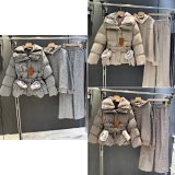 Luxury Puffer Jacket with Faux Fur Trim & Matching Knit Set [3 styles]
