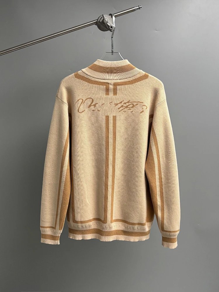 Louis Vuitton Monogram Knit Zip-Up Sweater Beige - 3