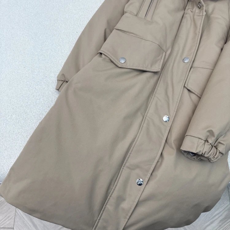 Unbranded Down Jackets Long hooded fur-trim puffer with flap pockets image 4