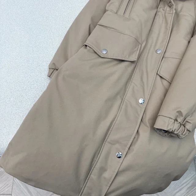 Unbranded Down Jackets Long hooded fur-trim puffer with flap pockets product detail image 4