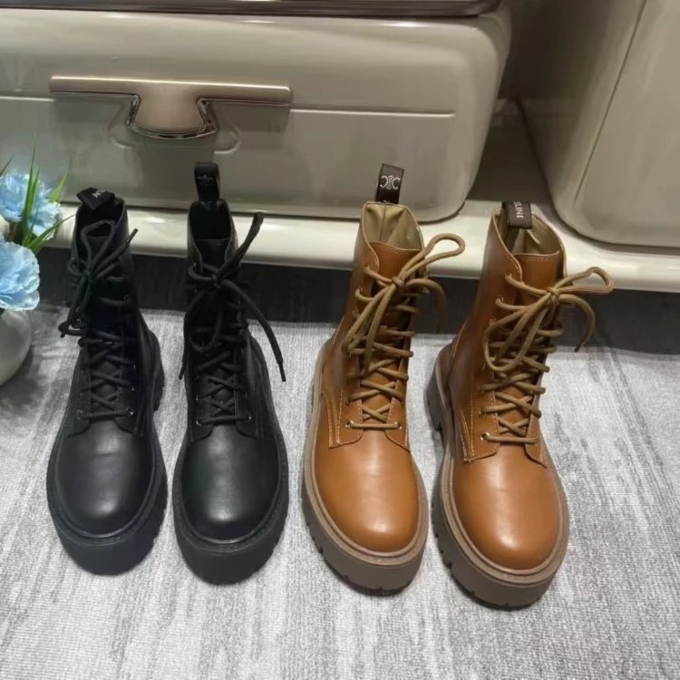 Celine Margaret Lace-Up Combat Boots - 007826