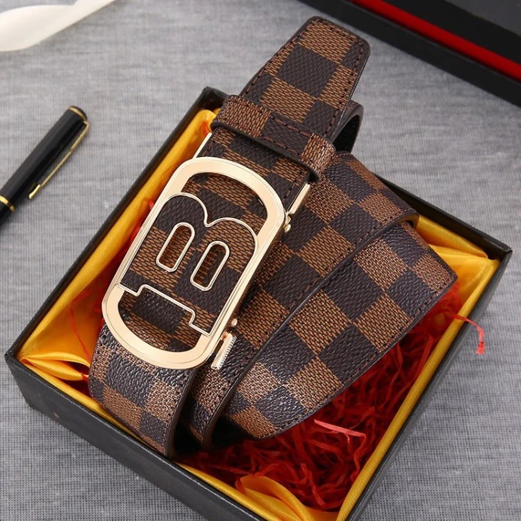 SKU-05-Brown Plaid B- Gold Buckle
