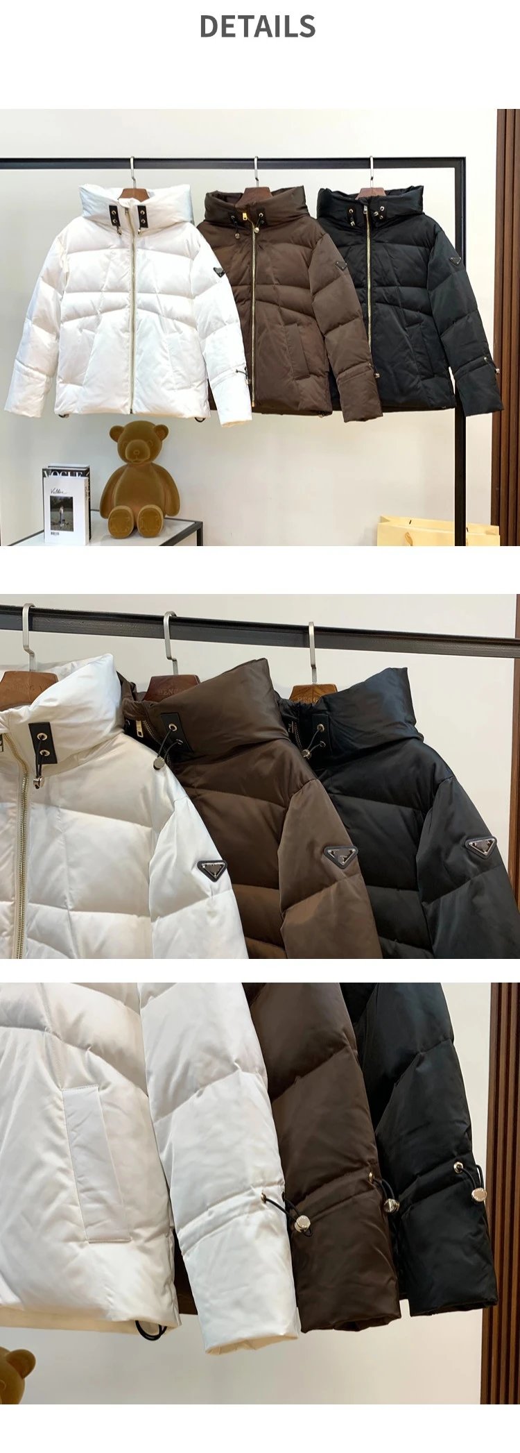 Unbranded Down Jackets Hooded short puffer jacket with drawstring cuffs image 5