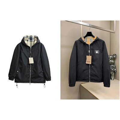 Burberry Check-Lined Hooded Windbreaker Jacket [2 styles]