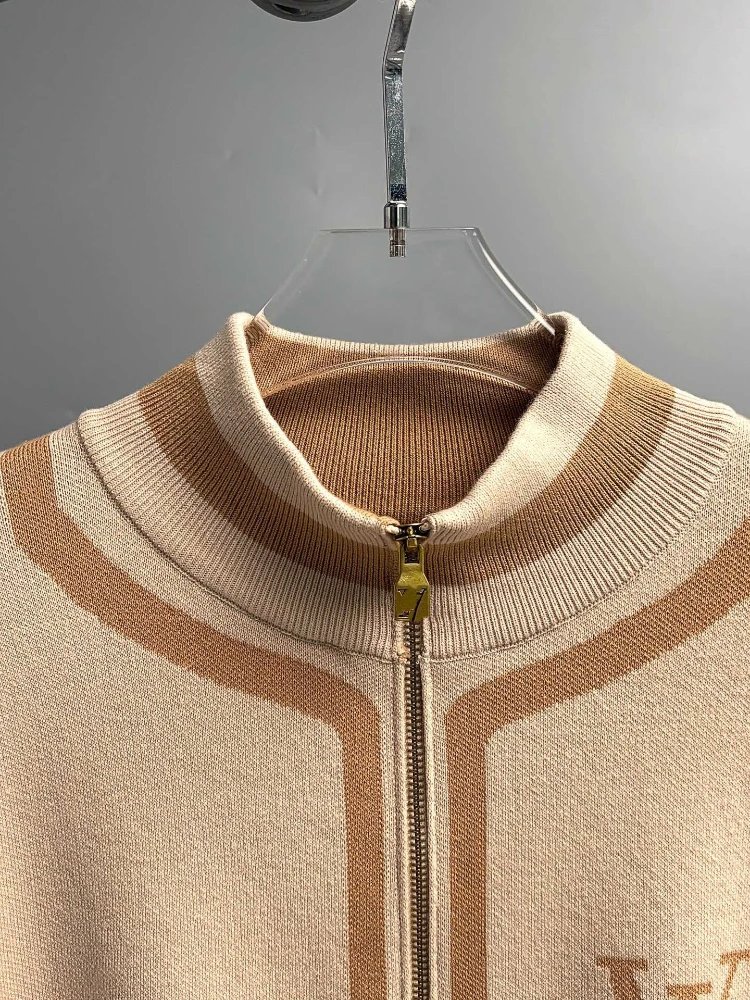 Louis Vuitton Monogram Knit Zip-Up Sweater Beige - 4