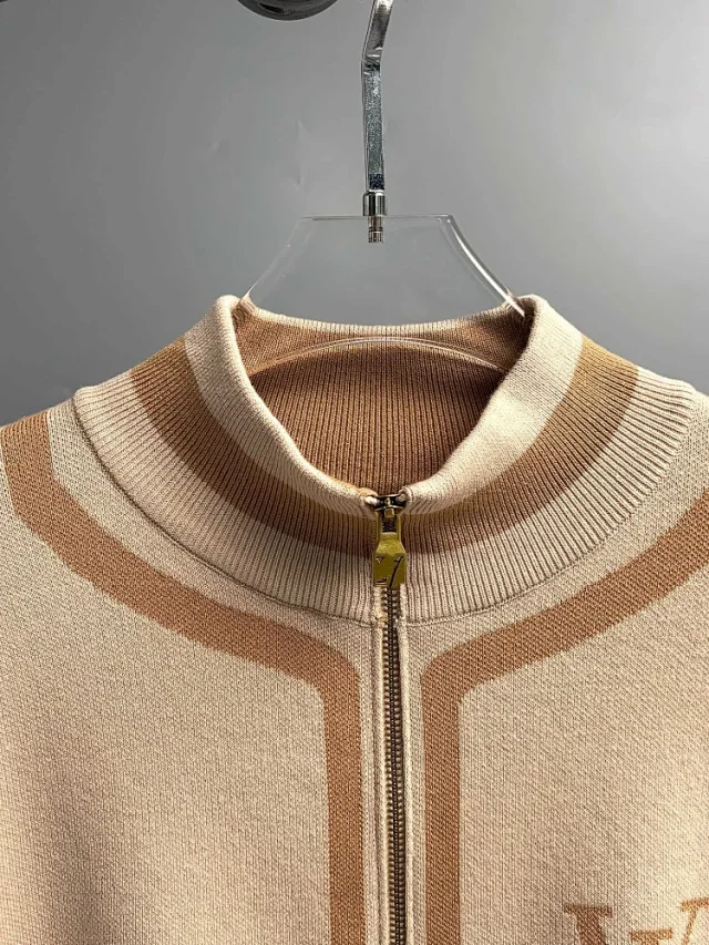 Unbranded Knitwear 5481 Zip-Up Mock-Neck Knit Cardigan product detail image 4