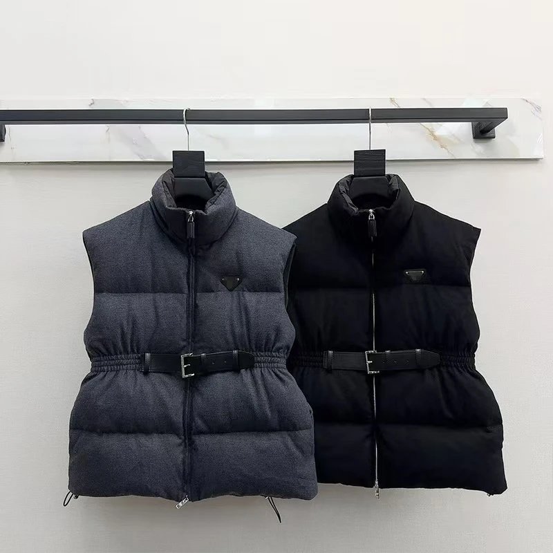 Prada Triangle Logo Belted Puffer Vest