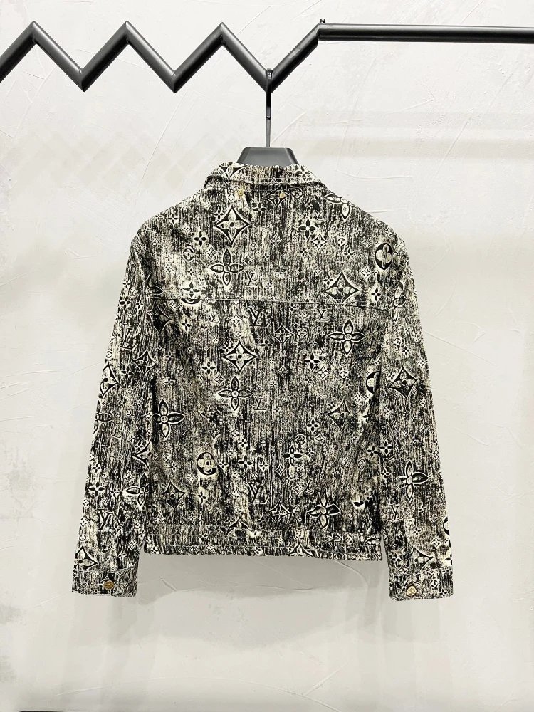 Unbranded Jackets Button-Front Denim Jacket with Monogram-Style Print image 3
