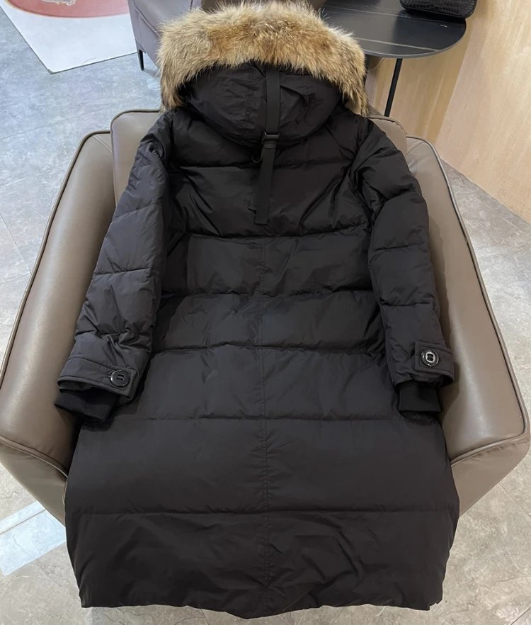 Unbranded Down Jackets Long hooded puffer with faux-fur trim image 4