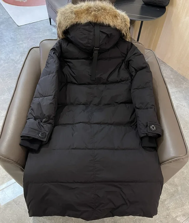 Unbranded Down Jackets Long hooded puffer with faux-fur trim product detail image 4