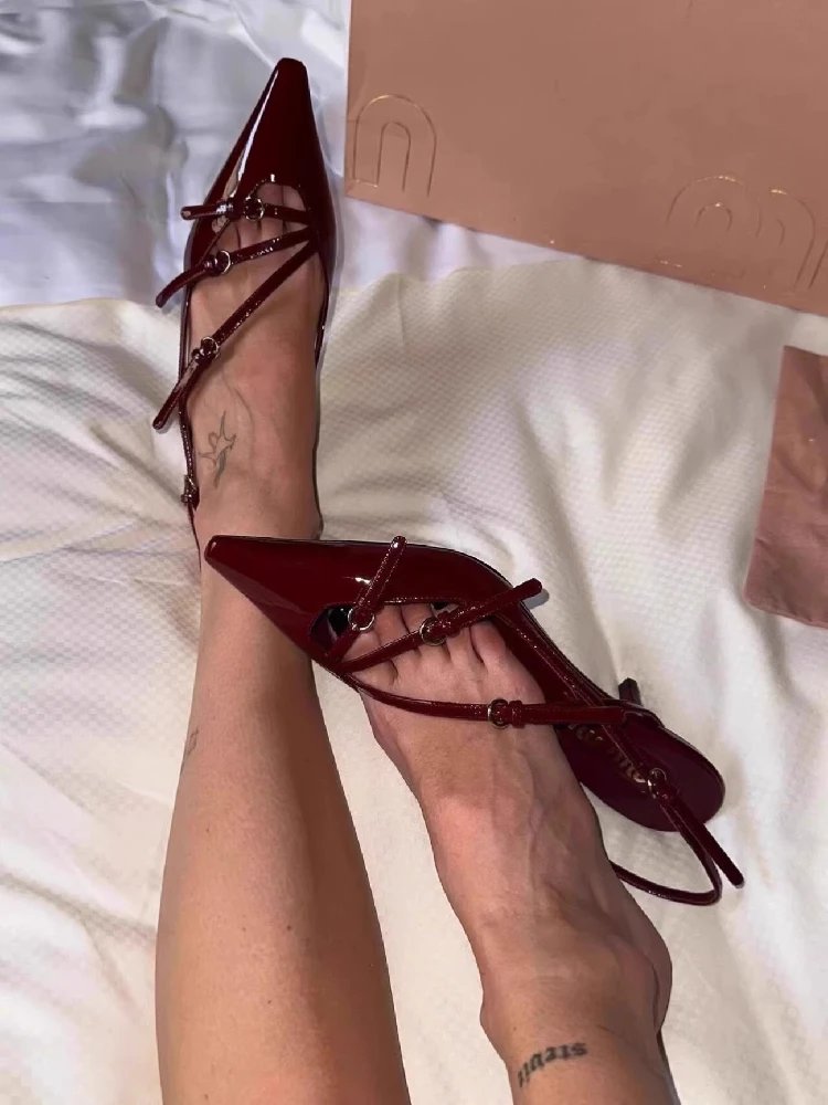 Miu High Heels Pointed-Toe Strappy Slingback Pumps image 2