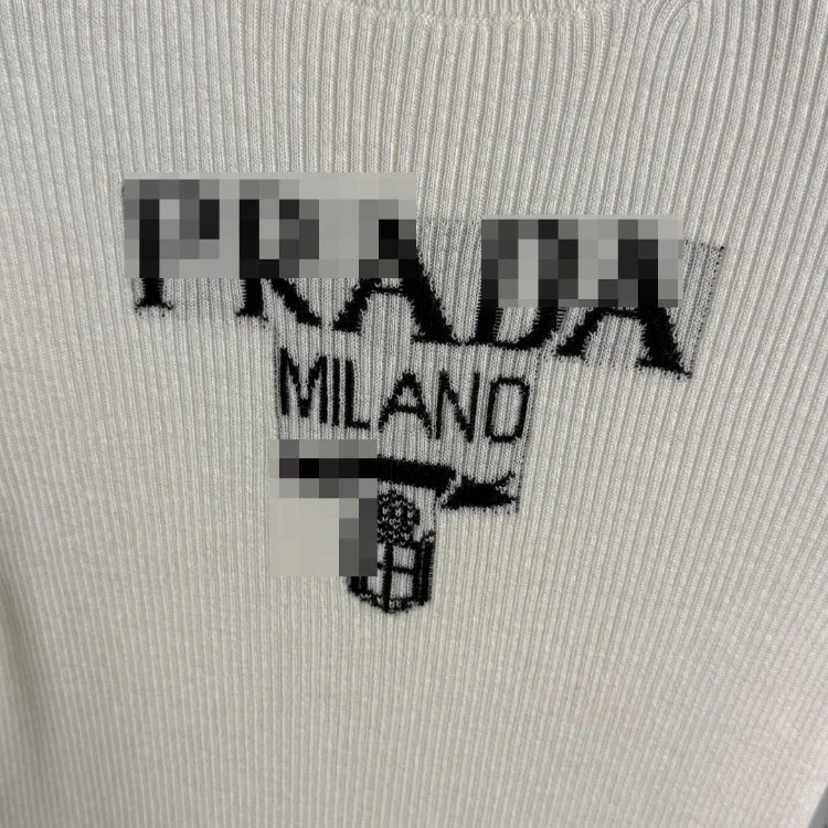 Prada Knitwear Ribbed crew-neck long-sleeve logo knit top image 3