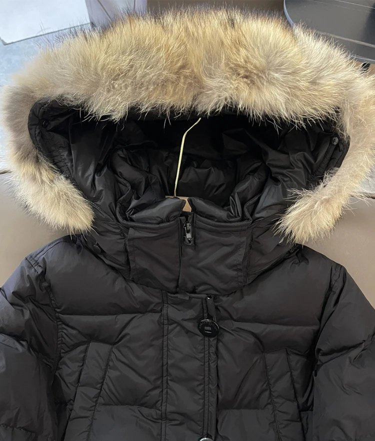 Unbranded Down Jackets Long hooded puffer with faux-fur trim image 5
