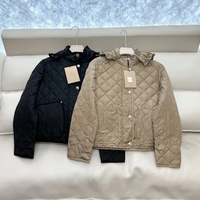 Burberry Down Jackets Hooded diamond-quilted jacket with snap pockets product detail image 1