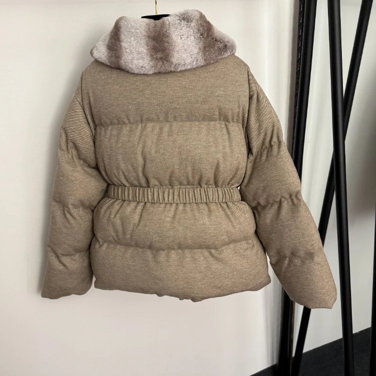 NYPY Matching Sets 5382 fur-trimmed belted puffer jacket, hooded top and wide-leg trousers set image 3