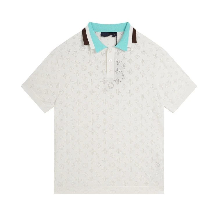 SKU-40-28 White (Logo Cutout Knitted Polo Shirt)