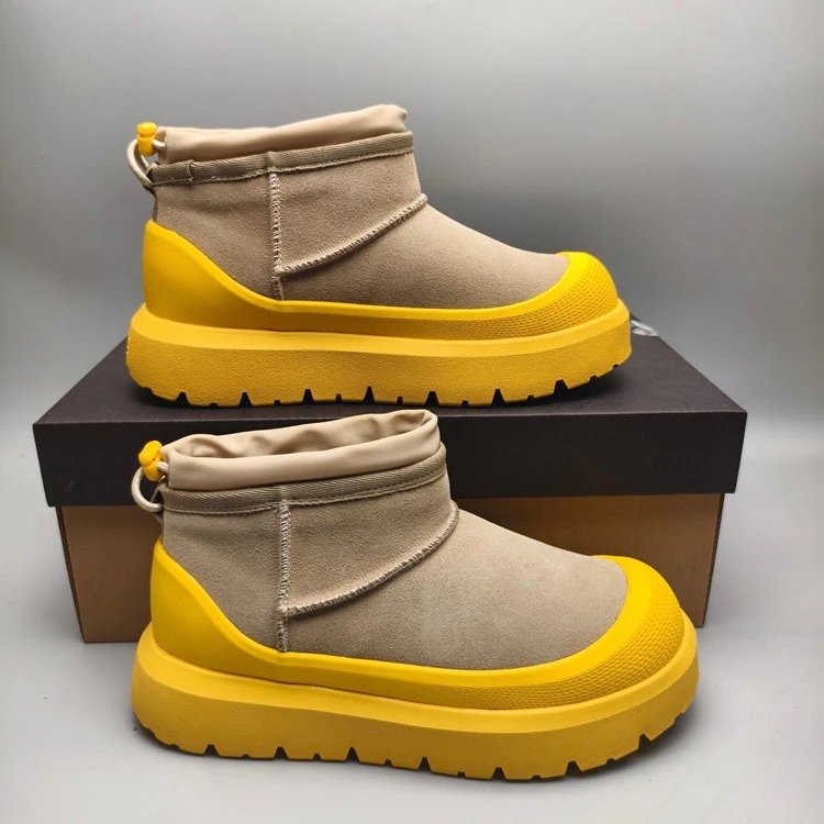 UGG Boots Suede ankle snow with platform lug soles — 4196 yellow bottom