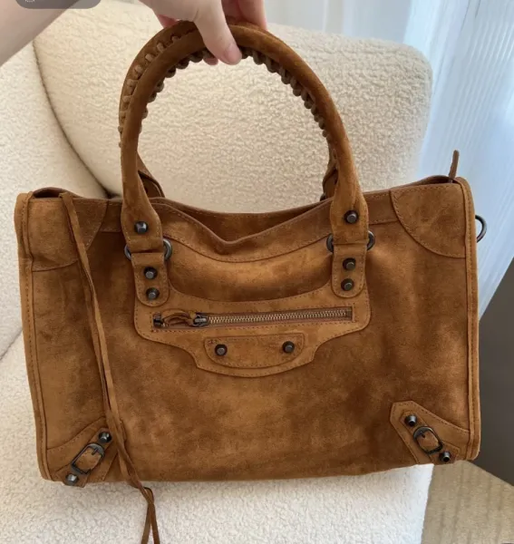 Balenciaga Classic City Gray Suede Handbag - 6