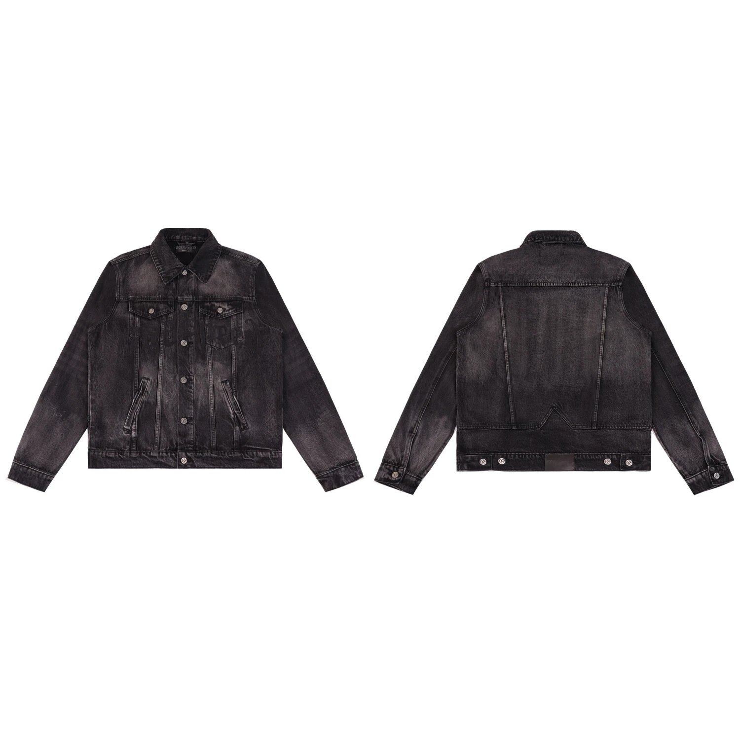 Godspeed Jackets 6551 Washed Denim Jacket with Embroidered Logo — 6551 black