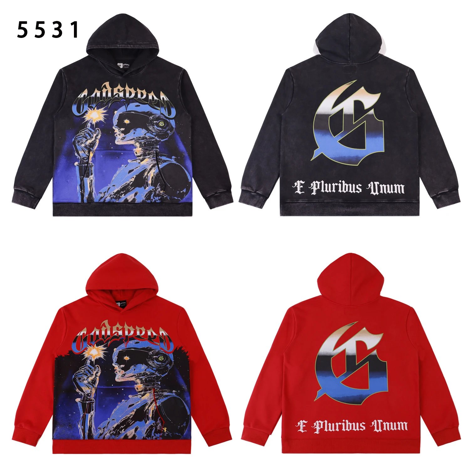 GOD Godspeed Robot Print Hoodie