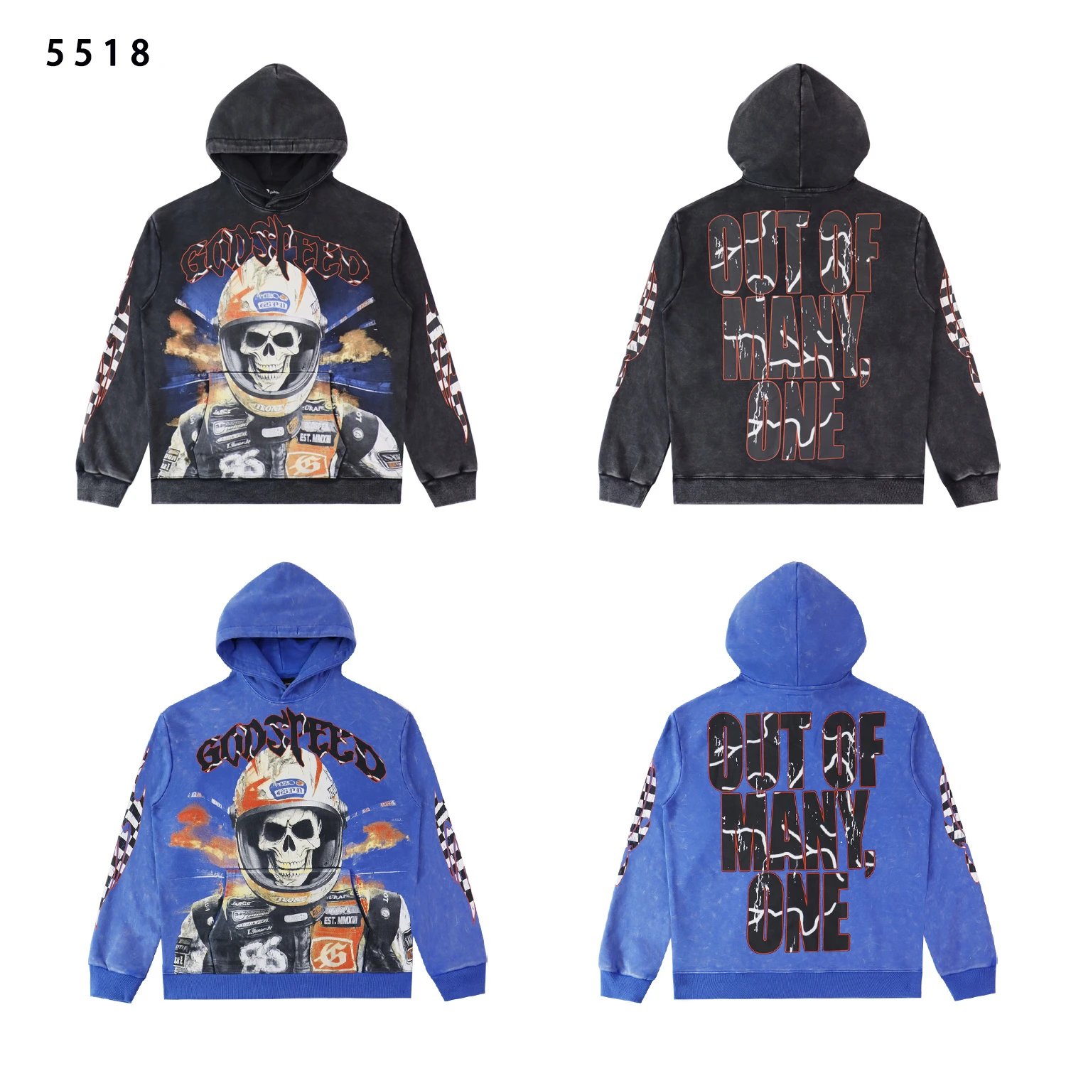 Godspeed Skull Racing Print Hoodie