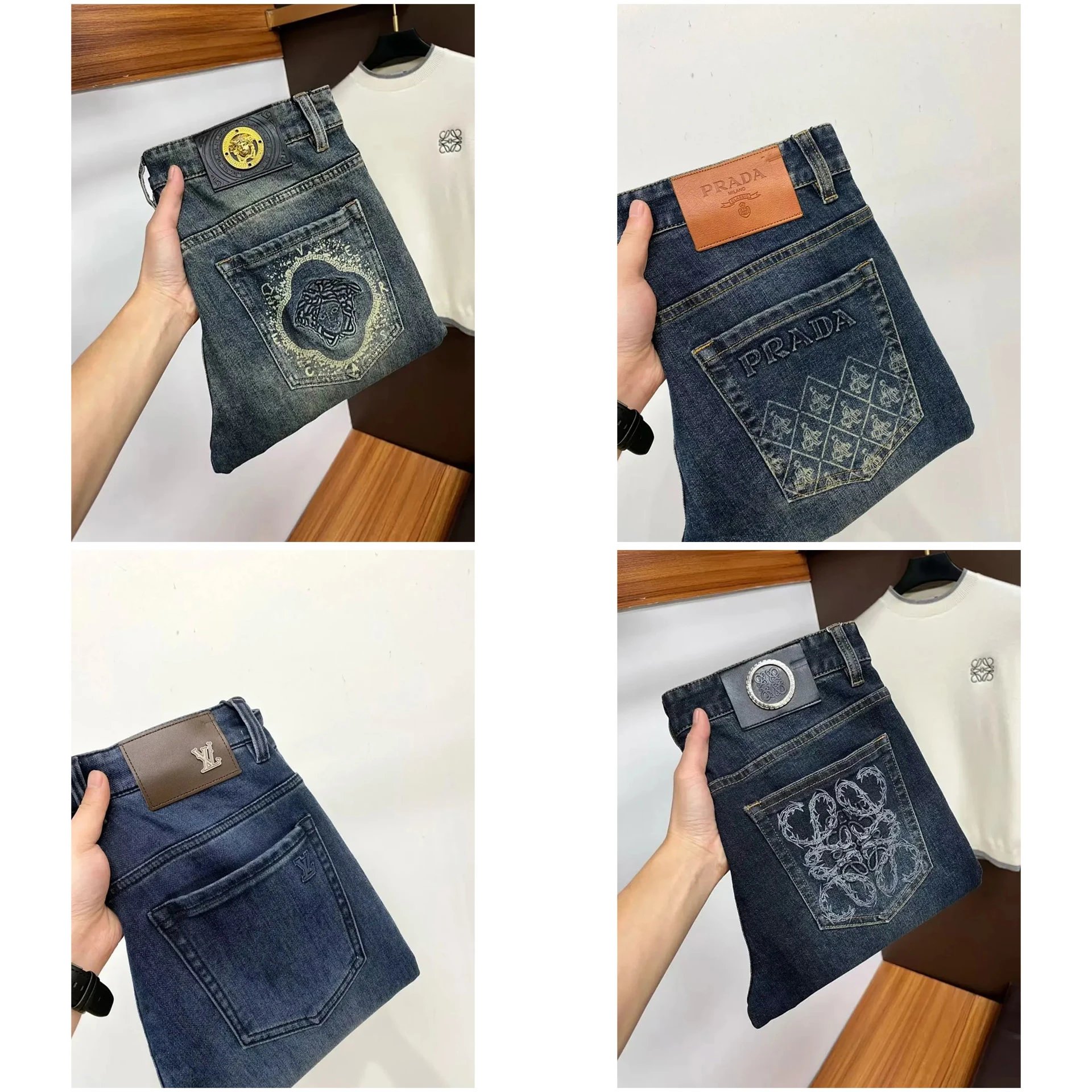Prada Medusa Embroidery Jeans