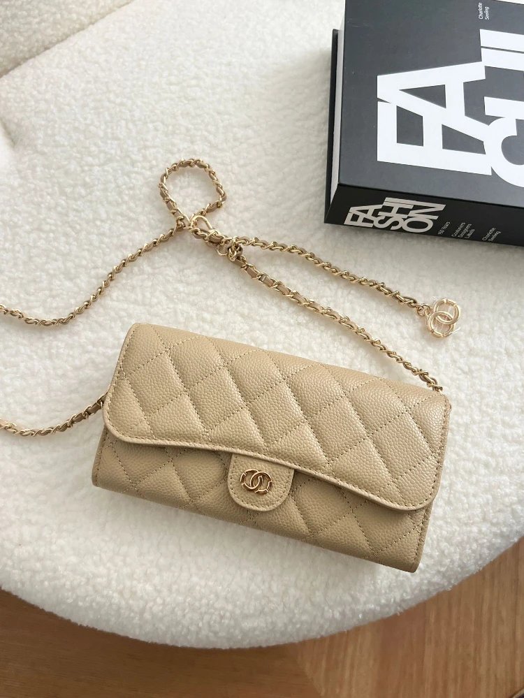 Chanel Wallet On Chain Beige Caviar Leather