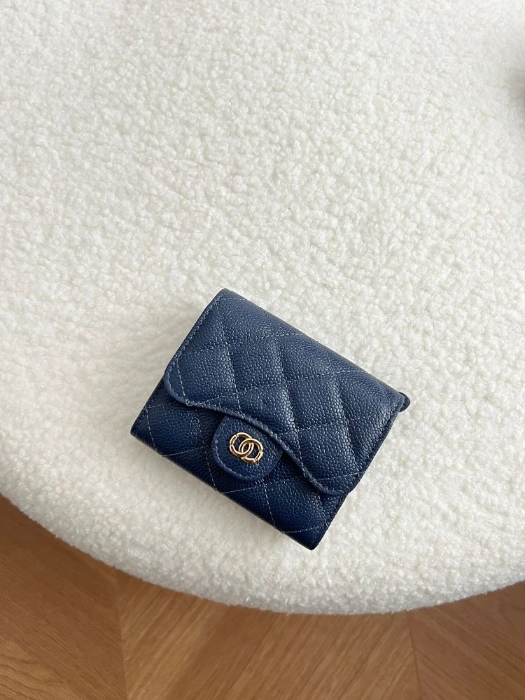 Unbranded Wallets & Card Holders Compact quilted flap coin wallet with zip pocket — Royal blue