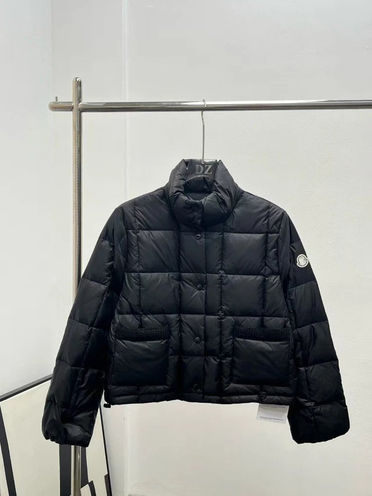 Moncler Down Jackets Quilted high-neck jacket with front patch pockets — Black