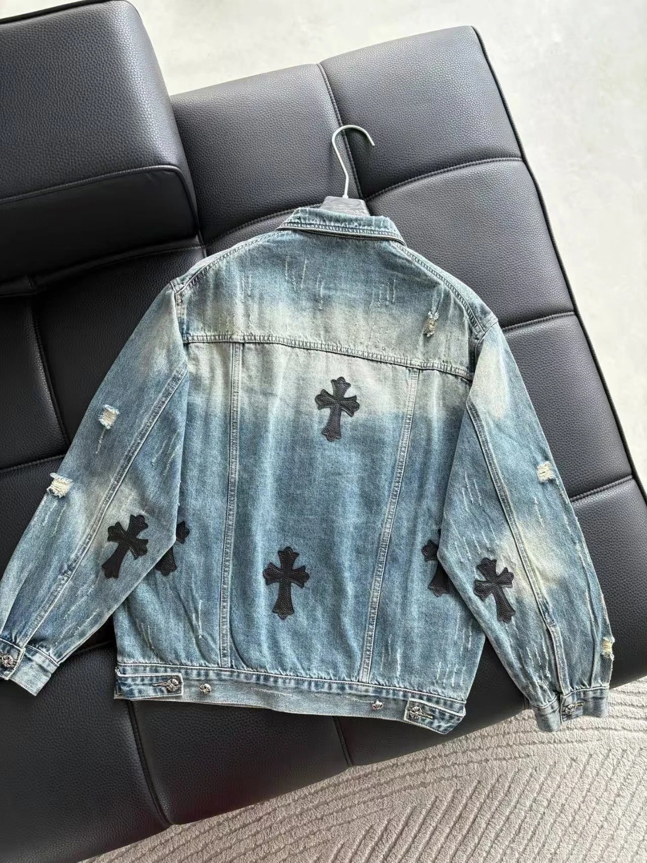Chrome Hearts Jackets Distressed Cross Patch Denim Jacket image 2