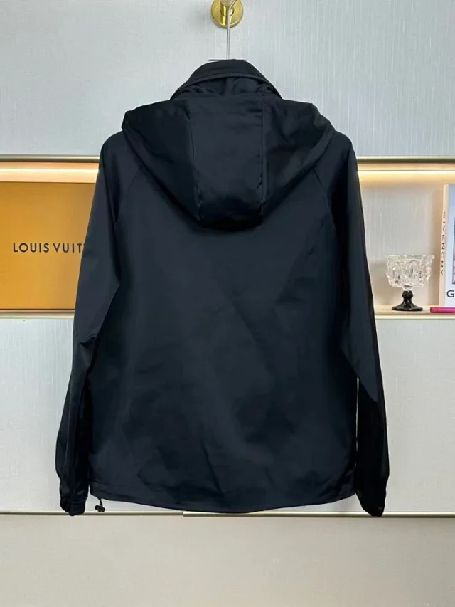 Prada Jackets Hooded zip utility jacket with triangle logo plaque product detail image 3