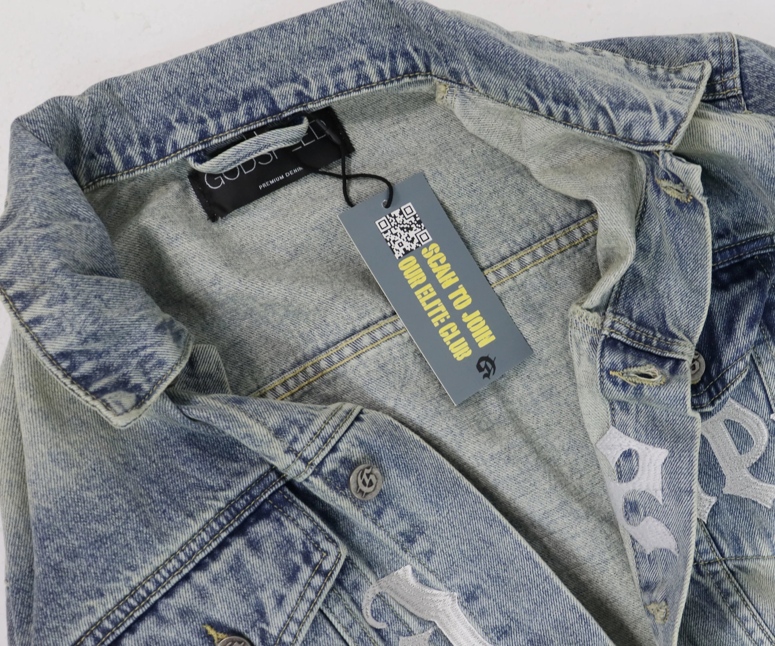 Godspeed Jackets 6551 Washed Denim Jacket with Embroidered Logo image 2