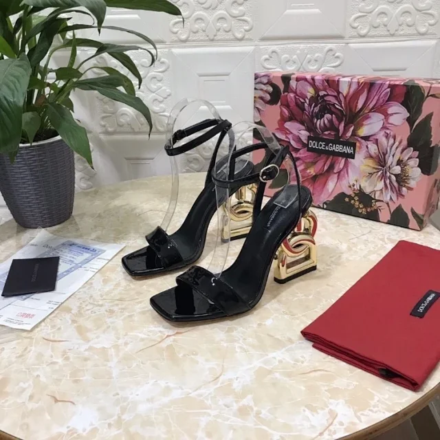 Dolce & Gabbana High Heels Square-Toe Ankle-Strap Sandals with Sculptural Logo product detail image 6